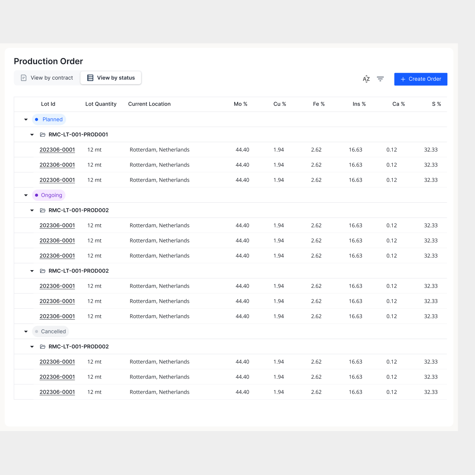 Contract Management Interface